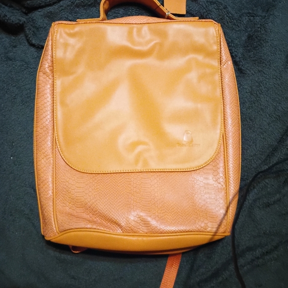 Orange Leather Backpack - Picture 1 of 5
